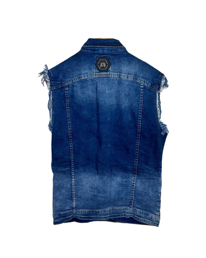 Vintage Mario Morato Studded Denim Vest with Raw Edges