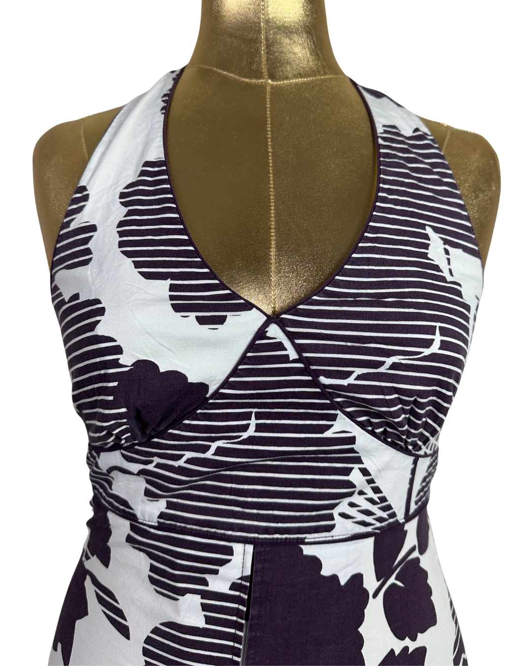 Y2K Kookai Abstract Floral Halter Dress
