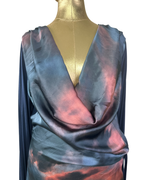 Y2K Laura di Sarpi Abstract Print Cowl Neck Mini Dress