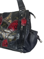 2000s Slouchy Leather Tote with Multicolor Reptile Panels