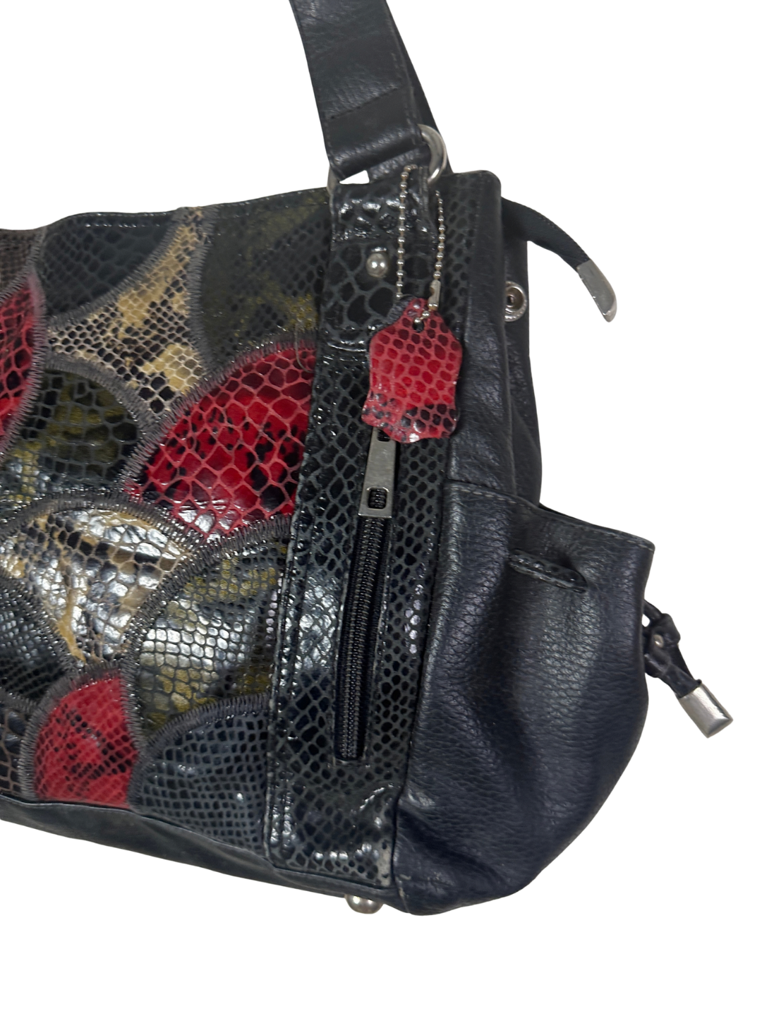 2000s Slouchy Leather Tote with Multicolor Reptile Panels
