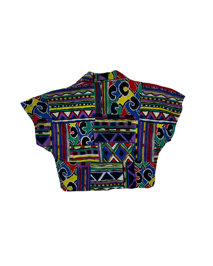 Vintage Geo Print Cropped Women's Shirt