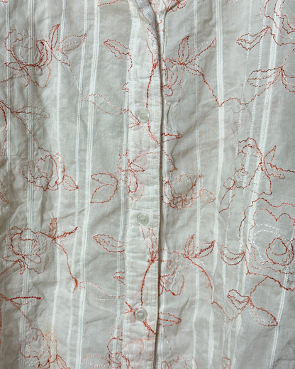 Embroidered Floral Textured Shirt - Women's XL
