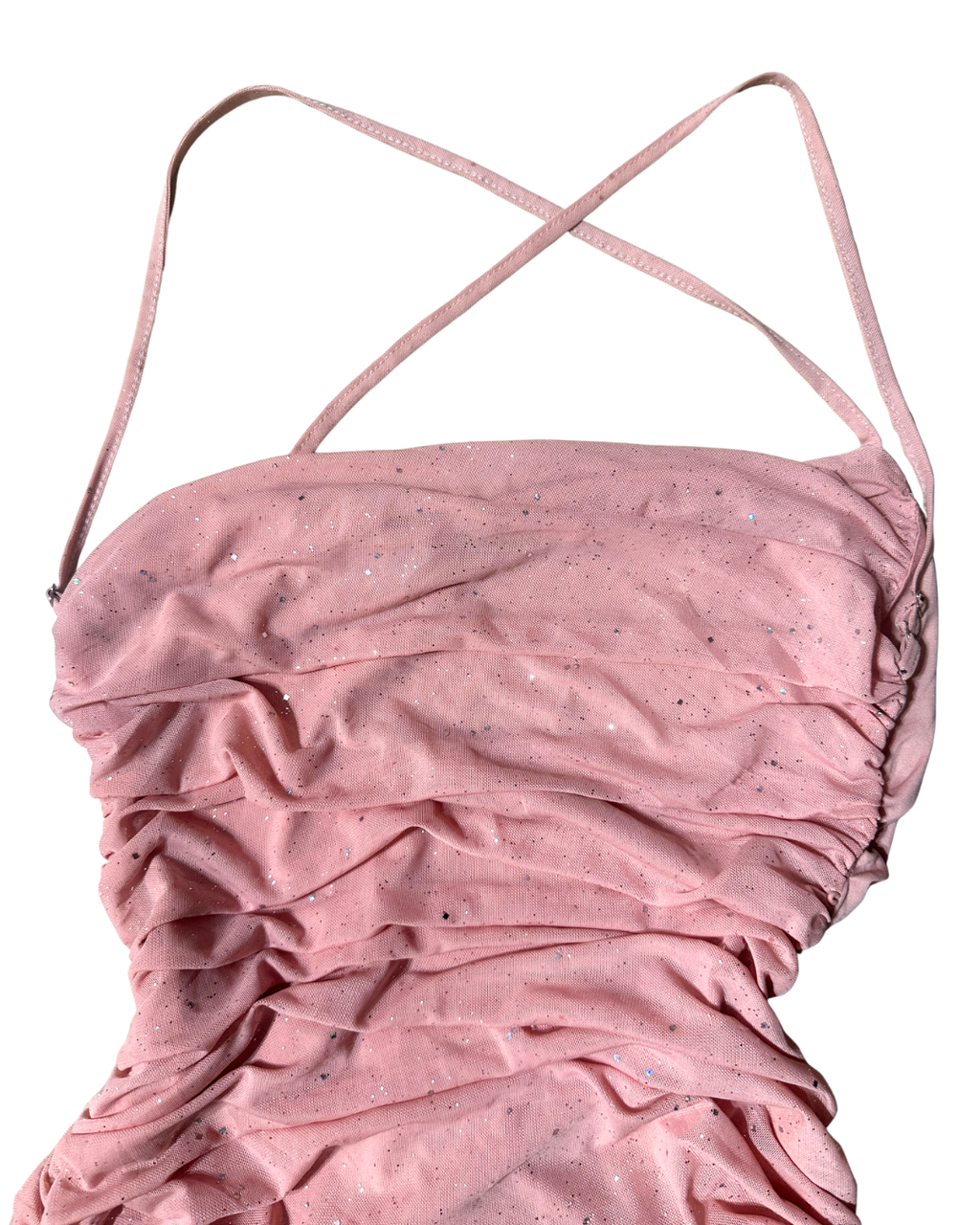 Pink Open-back Ruched Dress