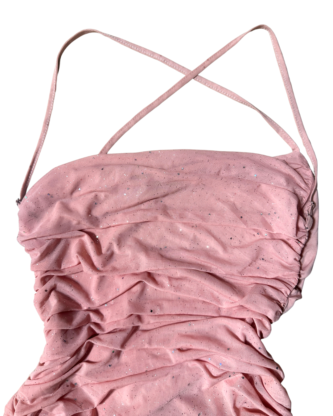Pink Open-back Ruched Dress