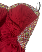 Lipsy Strapless Red Beaded Dress