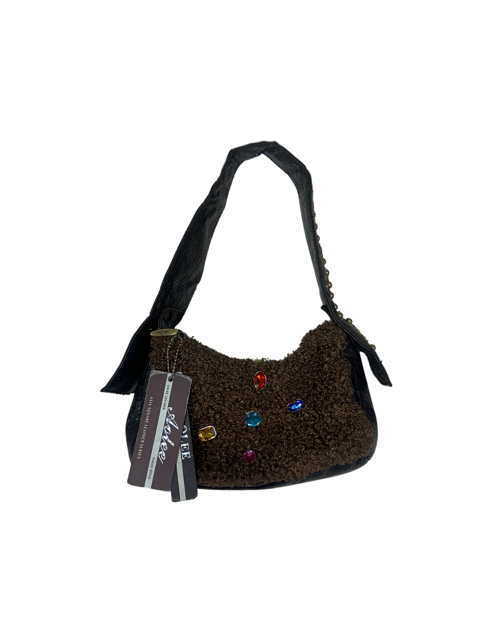 Aolee Teddy Gem Embellished Genuine Leather Bag