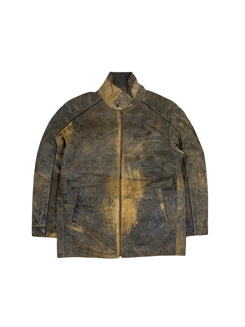 90s Vintage Pepe Jeans Distressed Genuine Sheep Leather Moto Jacket (Rare Sample)