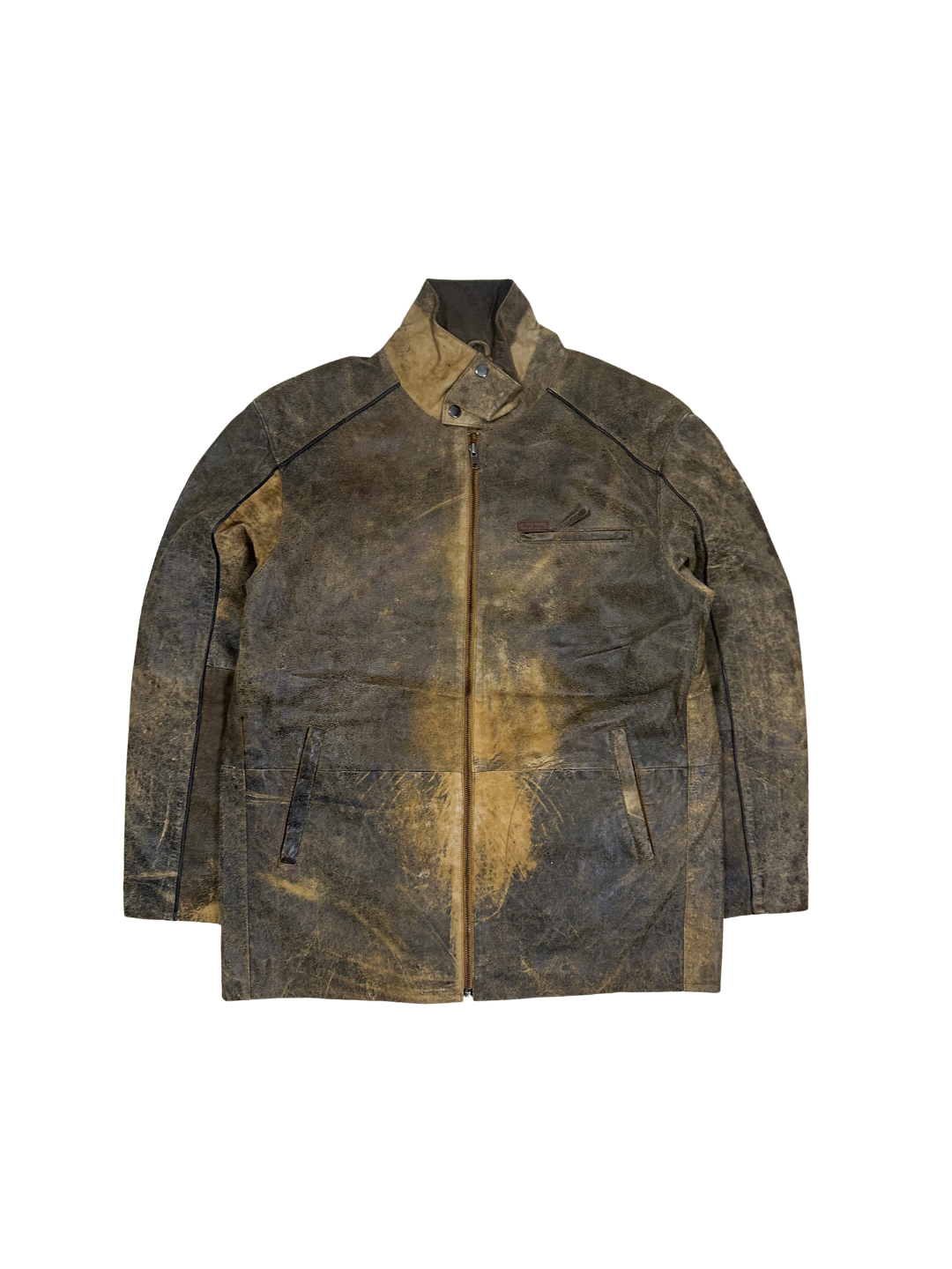 90s Vintage Pepe Jeans Distressed Genuine Sheep Leather Moto Jacket (Rare Sample)