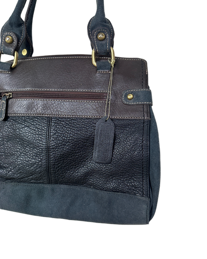 Vintage Y2K AURIELLE Brown & Black Genuine Leather Shoulder Tote