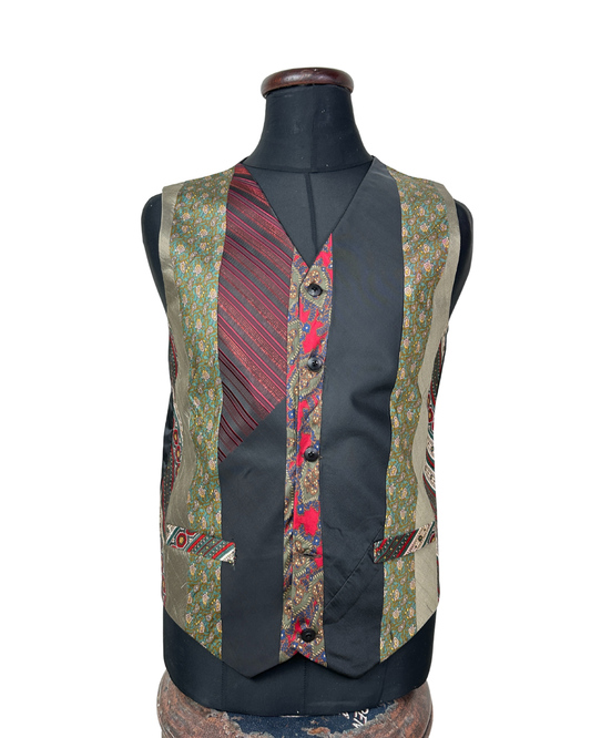 Retied Unisex Upcycled Neckties Vest Medium