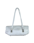 Vintage Y2K Minimalist White Genuine Leather Shoulder Bag
