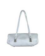 Vintage Y2K Minimalist White Genuine Leather Shoulder Bag