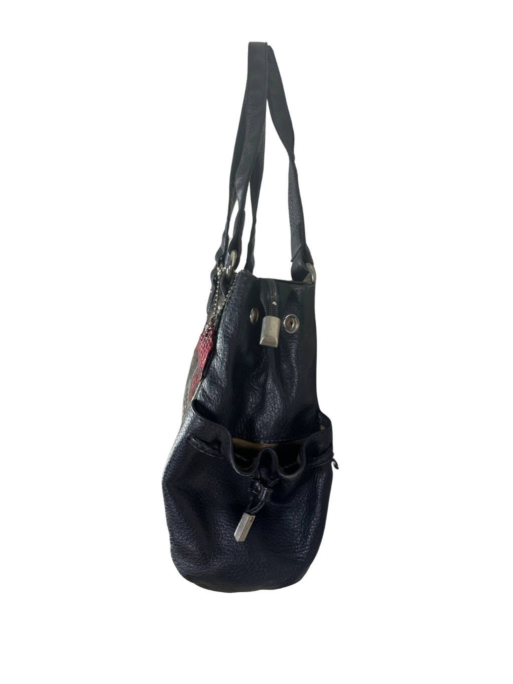 2000s Slouchy Leather Tote with Multicolor Reptile Panels