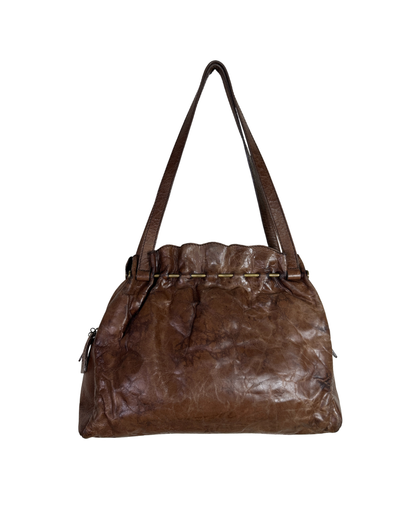 Vintage Leather Home Genuine Leather Tote with Gathered Detail