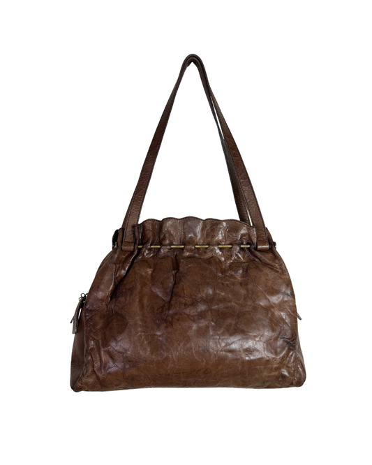 Vintage Leather Home Genuine Leather Tote with Gathered Detail