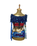 Y2K Save The Queen Mixed Print Off-Shoulder Statement Top