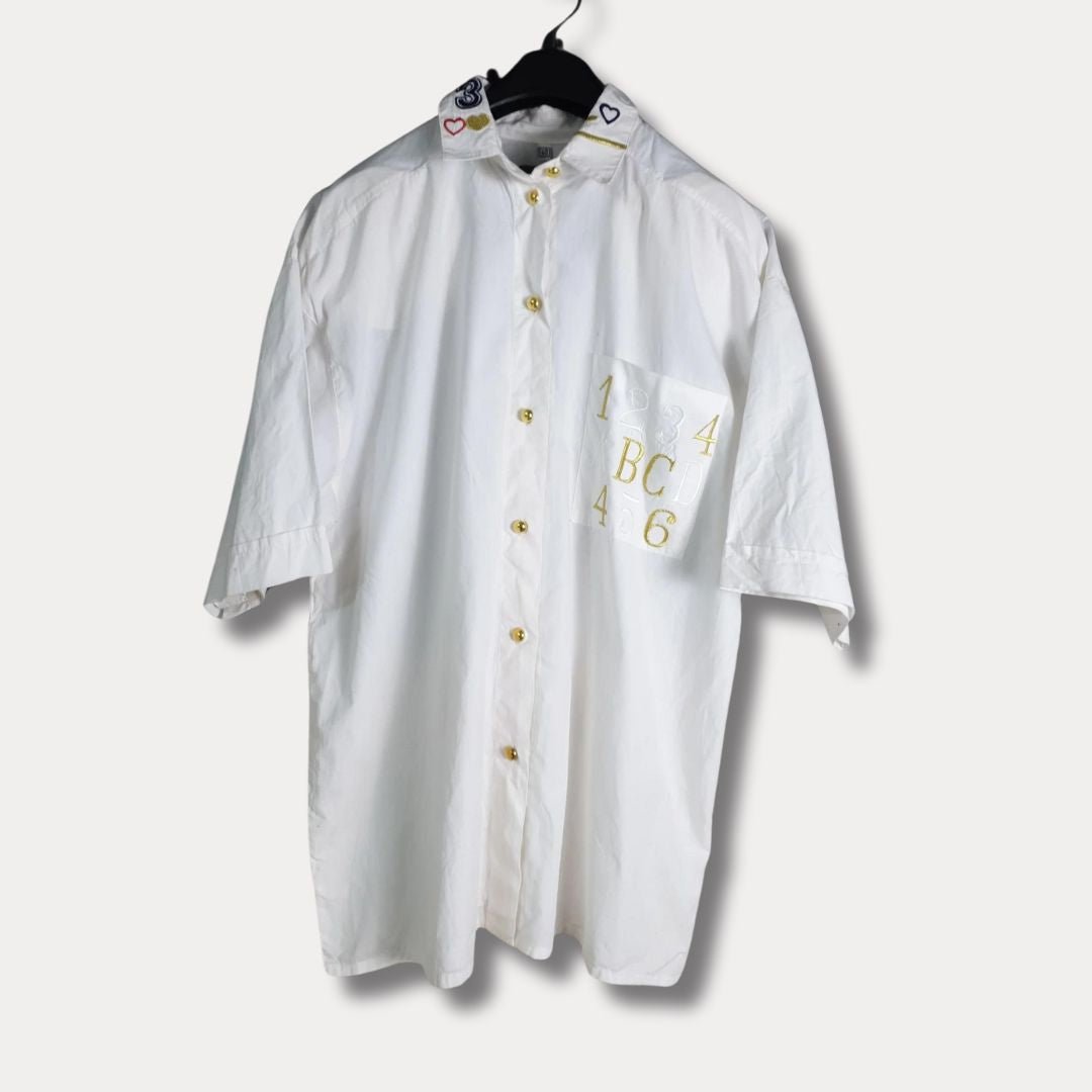 80s Blouse with Embroidery Detailing - Funkify