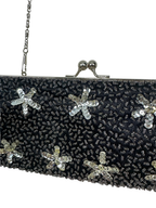 George Sequin Beaded Evening Clutch with Chain