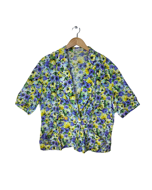 Vintage Christine Laure Floral Blouse Made in France - Women's XL