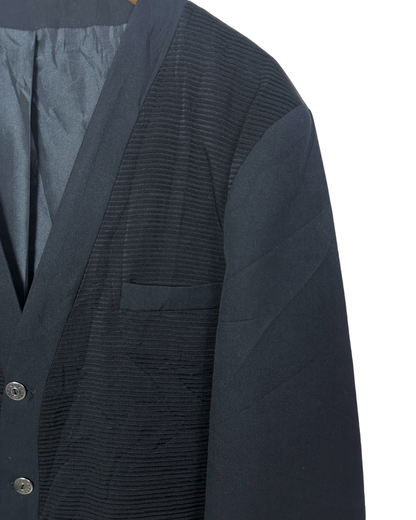 Vintage Babouche Black Ribbed Wool Blend Blazer 52