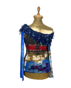 Y2K Save The Queen Mixed Print Off-Shoulder Statement Top