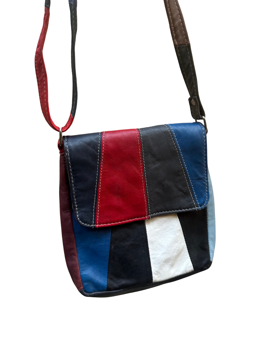 Colorblock Crossbody Genuine Leather Crossbody Bag