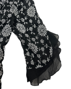 Y2K Babel Sheer Floral Embroidered Ruffle Blouse
