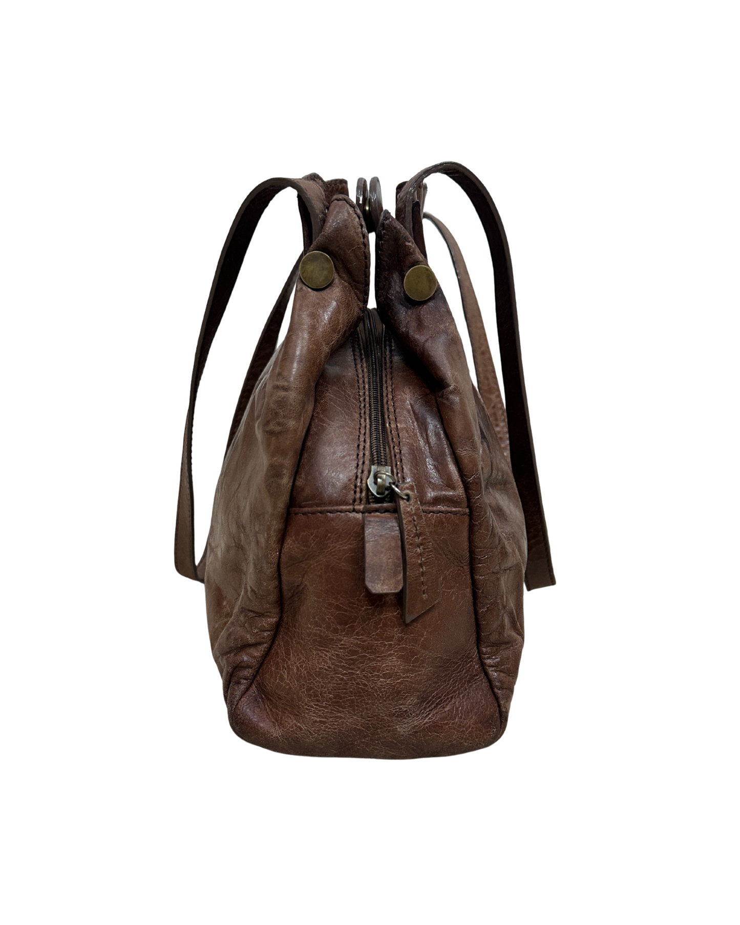 Vintage Leather Home Genuine Leather Tote with Gathered Detail