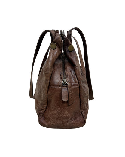 Vintage Leather Home Genuine Leather Tote with Gathered Detail