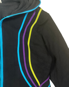 Pixie Hood Embroidered Zip-Up Women's Jacket - 2XL