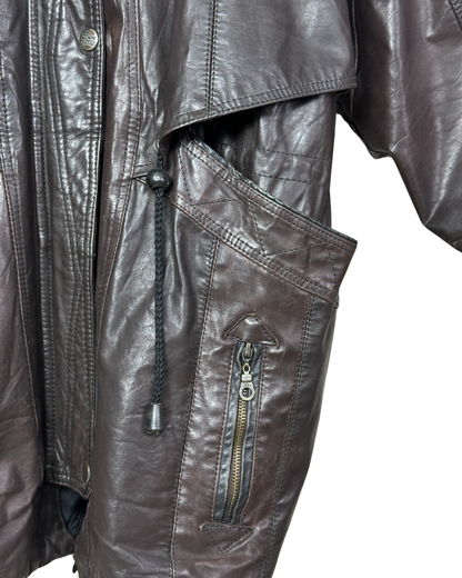 Vintage Whisper Genuine Leather Jacket with Removable Hood XL