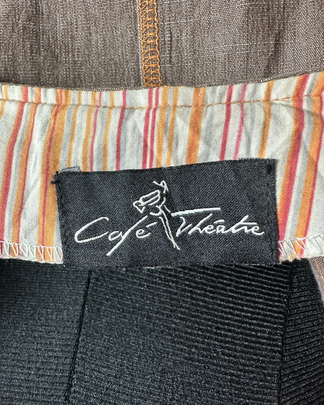 Vintage Cafe Theatre Brown Zip-Up Striped Trim Vest Small