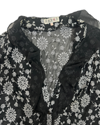 Y2K Babel Sheer Floral Embroidered Ruffle Blouse