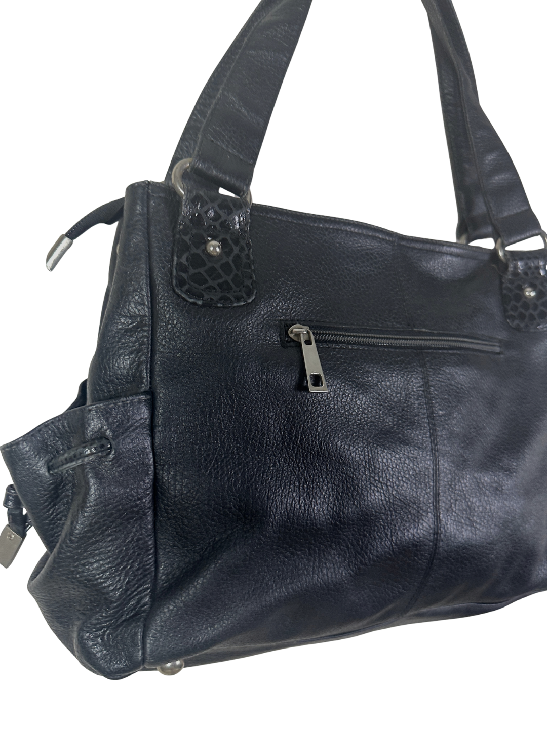 2000s Slouchy Leather Tote with Multicolor Reptile Panels