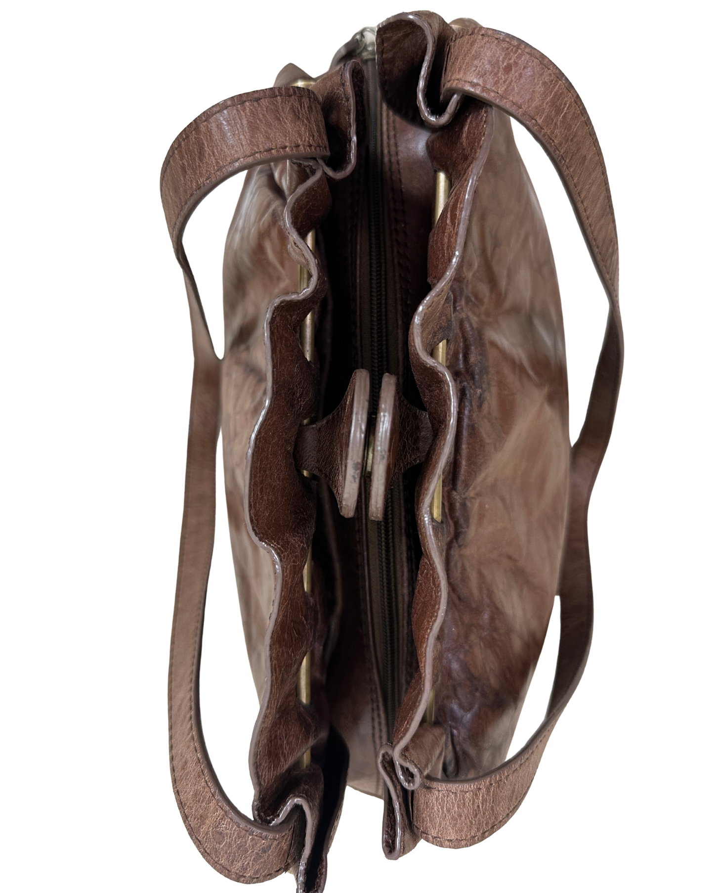 Vintage Leather Home Genuine Leather Tote with Gathered Detail