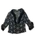 Y2K Babel Sheer Floral Embroidered Ruffle Blouse