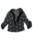 Y2K Babel Sheer Floral Embroidered Ruffle Blouse