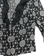 Y2K Babel Sheer Floral Embroidered Ruffle Blouse