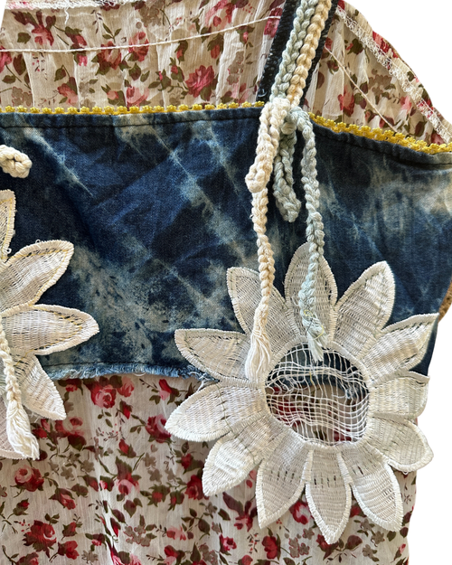 Y2K Embroidered Flower Applique Top