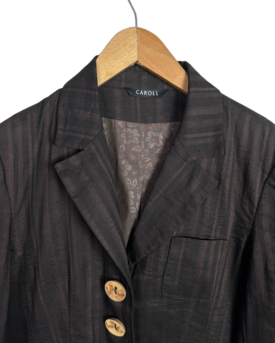 Vintage Caroll Linen Blend Brown Striped Women's Blazer