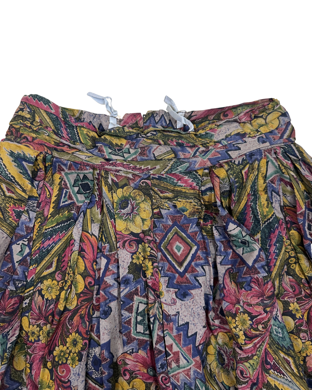Vintage Floral Pleated Lined Skirt - Small