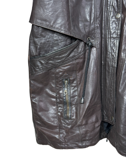 Vintage Whisper Genuine Leather Jacket with Removable Hood XL