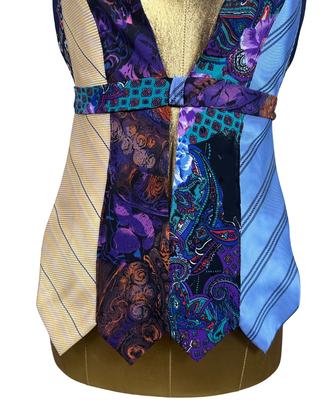 Handmade Upcycled Necktie Halter Vest Top with Choker XS-M