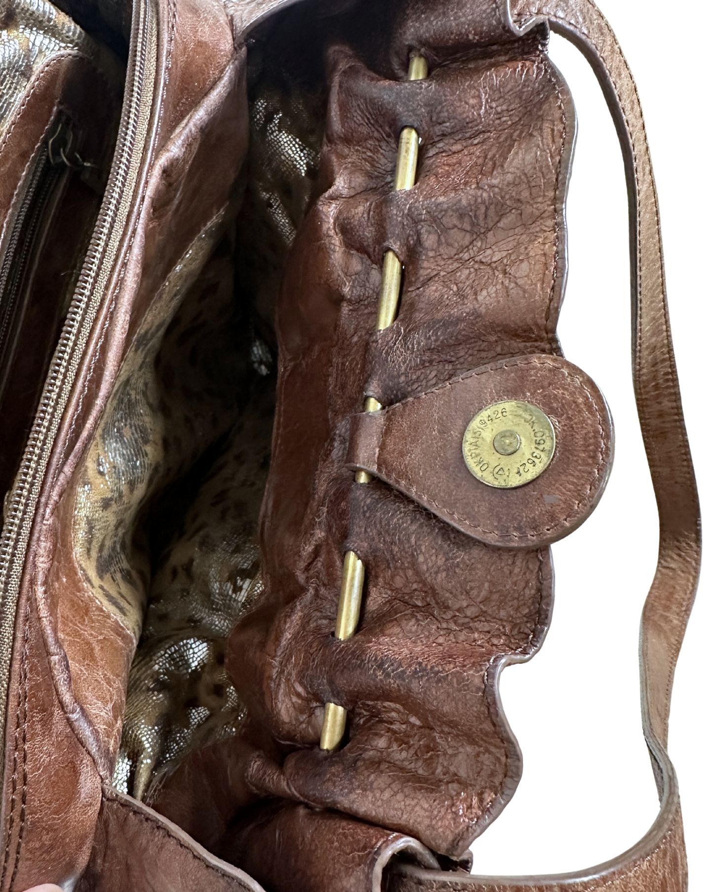 Vintage Leather Home Genuine Leather Tote with Gathered Detail