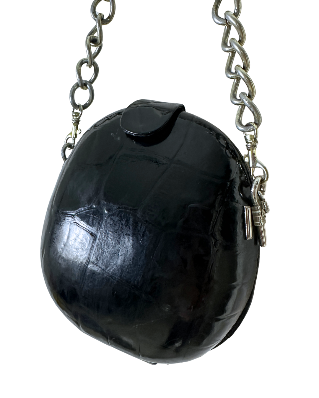 Retro Structured Round Statement Bag with Chunky Chain