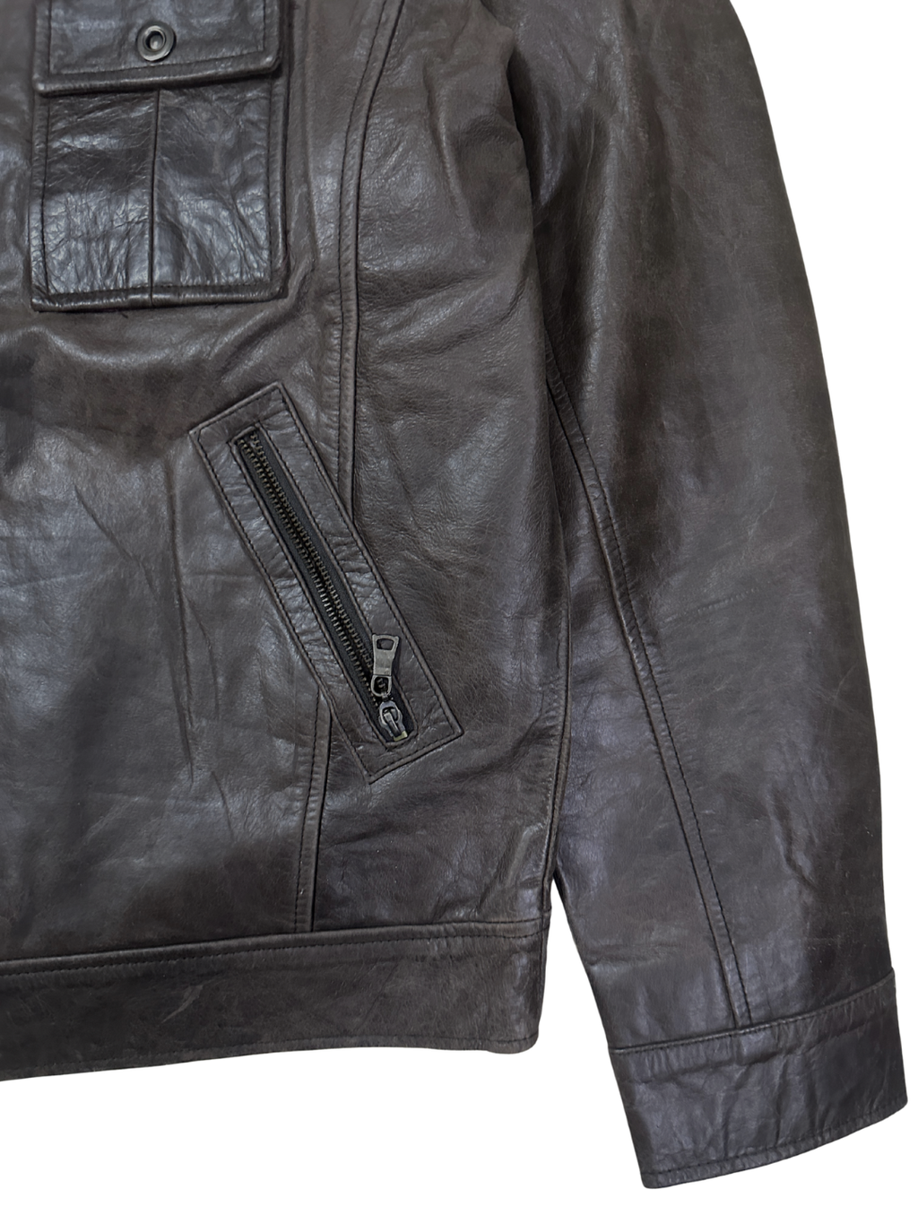 Vintage Club D Dark Brown Leather Moto Jacket 2XL