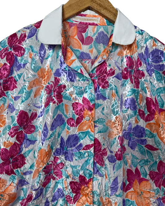 80s Jacquard Blouse XL
