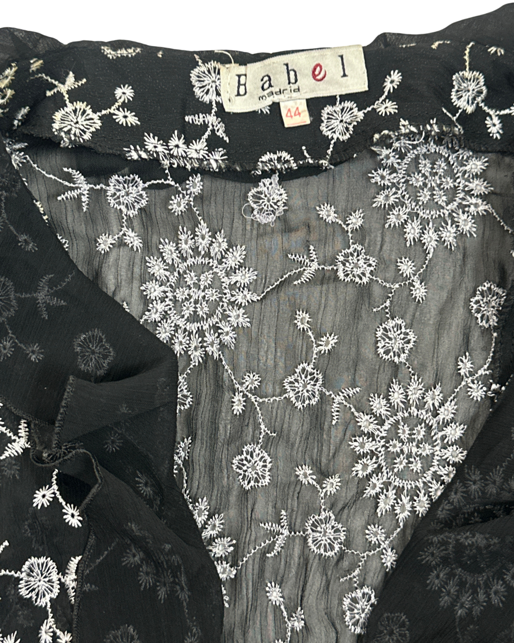 Y2K Babel Sheer Floral Embroidered Ruffle Blouse