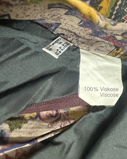 Vintage Floral Pleated Lined Skirt - Small